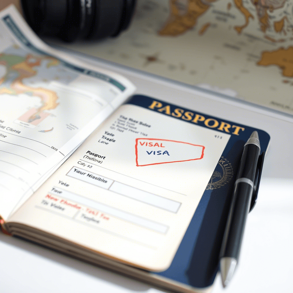 Passport, visa application form and fee checklist for a Schengen visa from Dubai