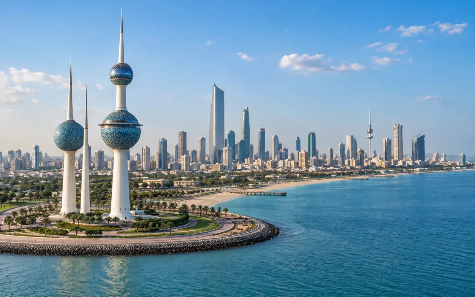 Kuwait Towers and Kuwait City waterfront