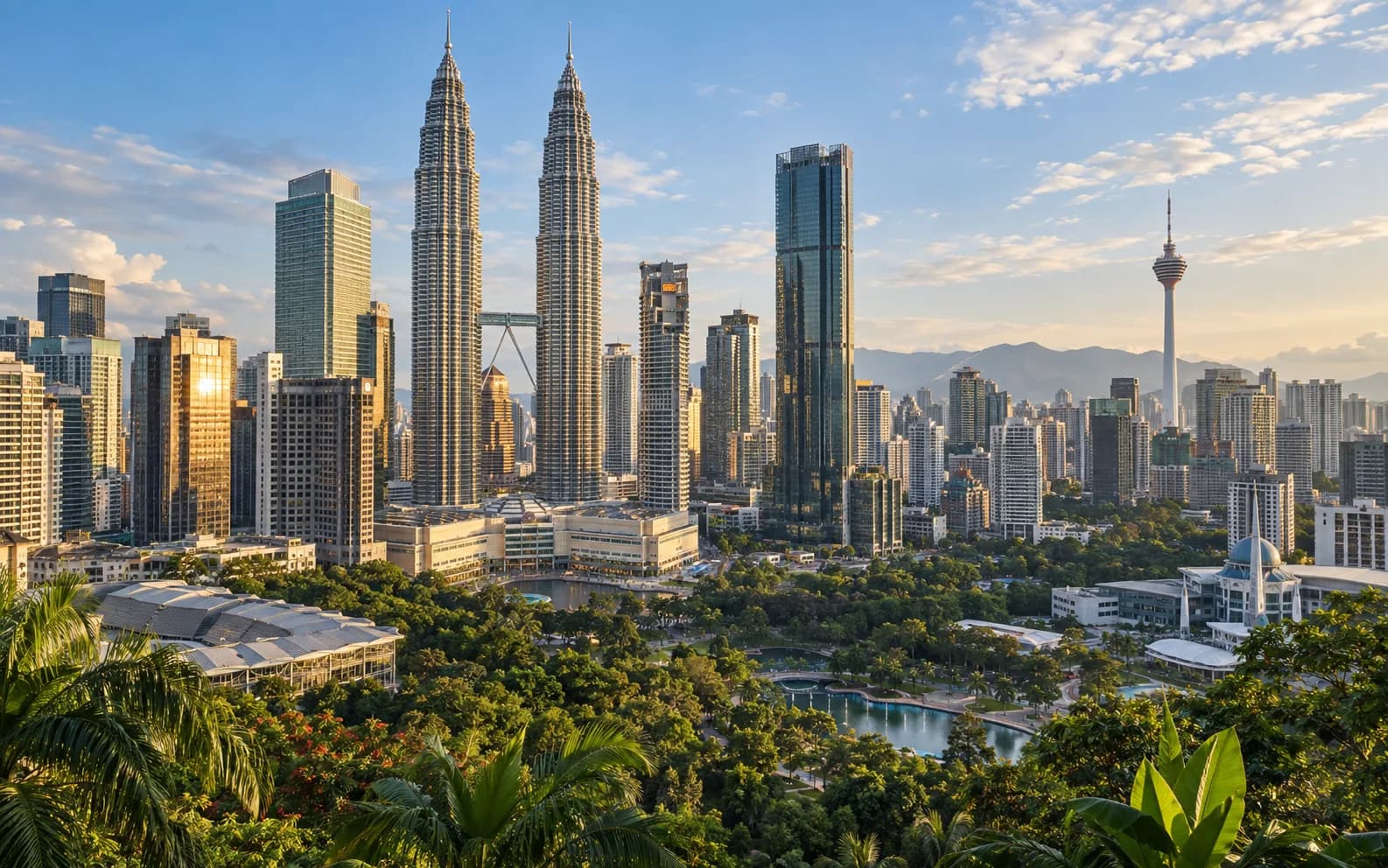 Kuala Lumpur skyline and the Petronas Twin Towers in Malaysia
