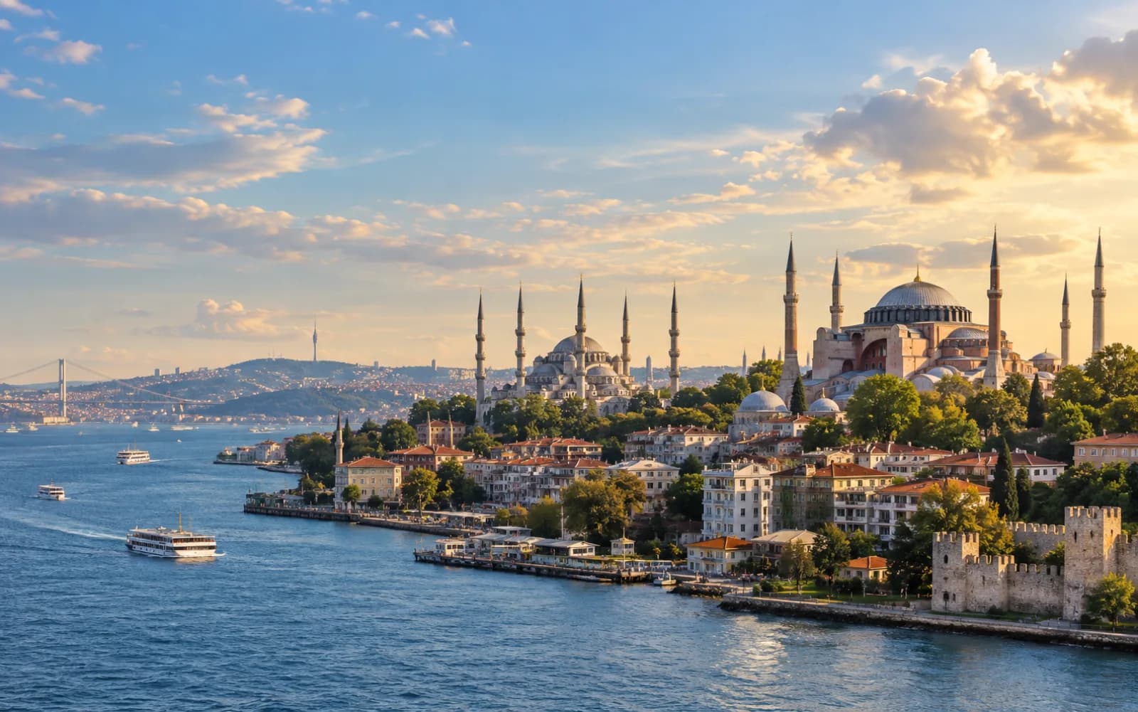 Istanbul skyline and Bosphorus waterfront in Turkey